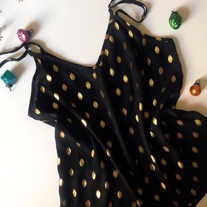 NWOT Gold and Black Polka Dot Cami